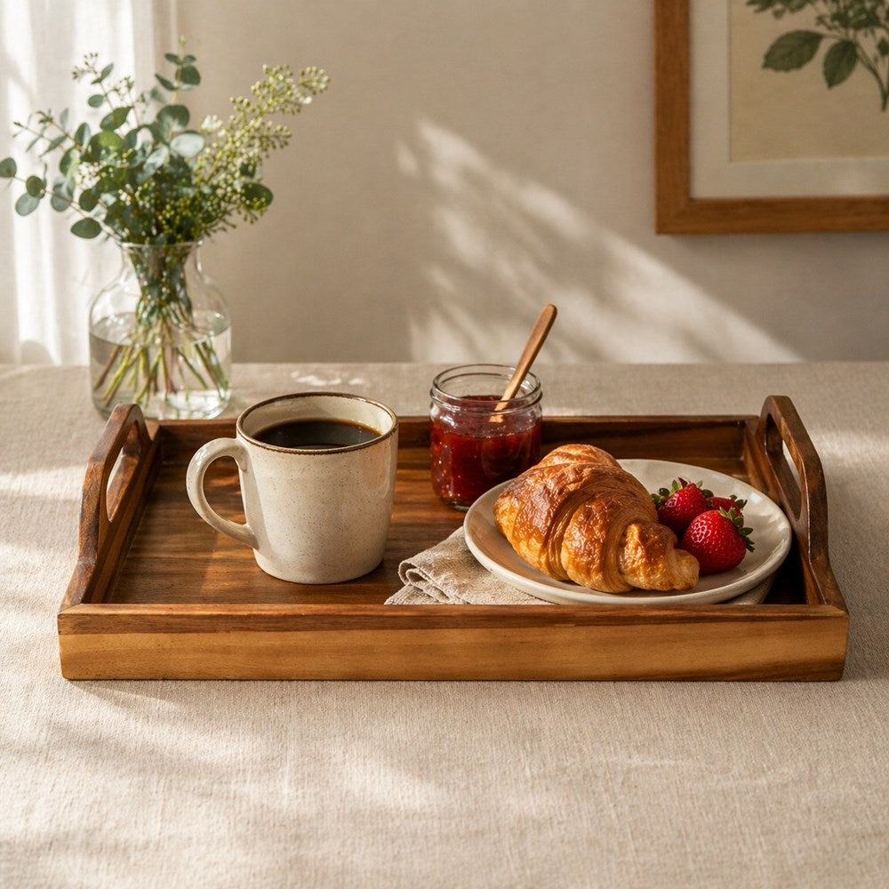 Acacia Wooden Tray With Handles | Full House Lebanon