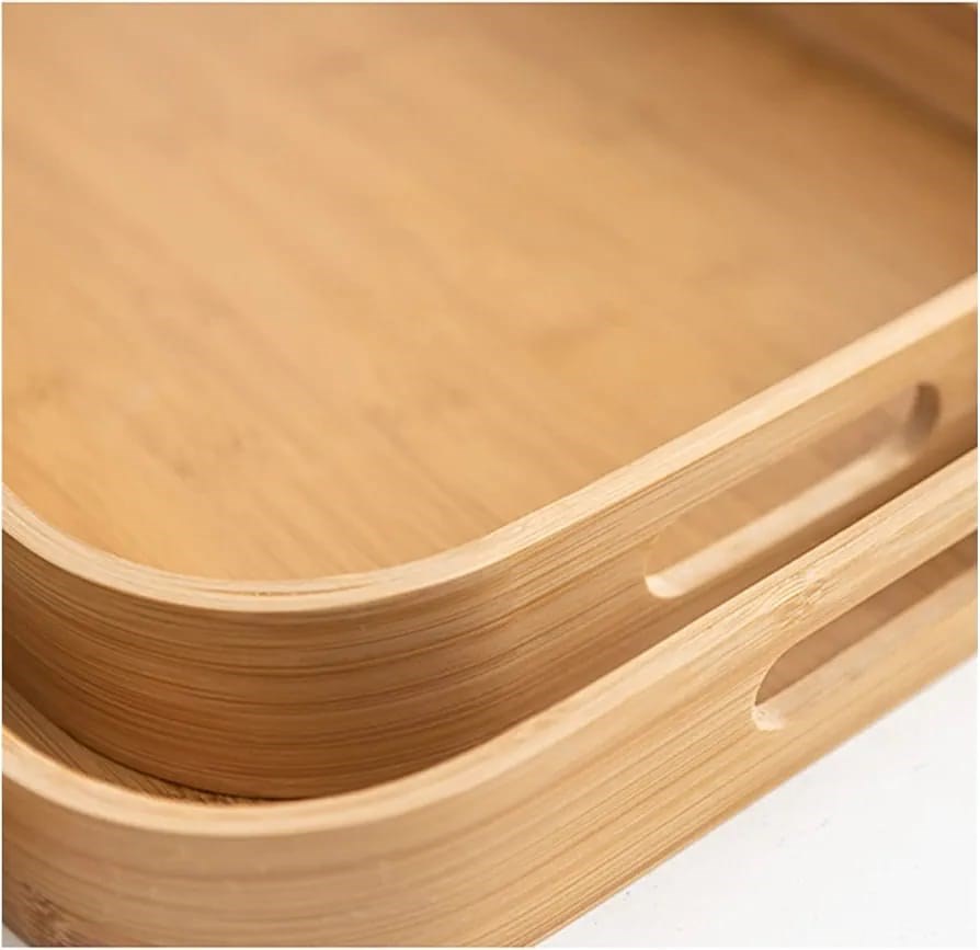 Rectangular Bamboo Serving Tray with Handles | Full House Lebanon