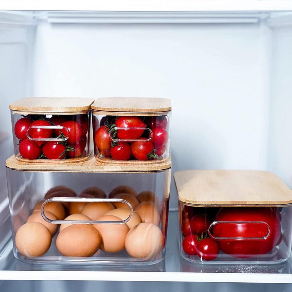 Acrylic Storage Boxes with Bamboo Lid | Full House Lebanon