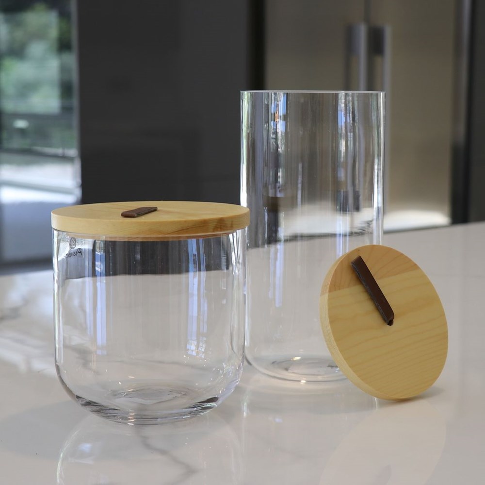 Glass Candy Jars with Wooden Lid - Short | Full House Lebanon