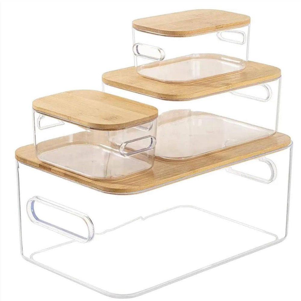 Acrylic Storage Boxes with Bamboo Lid | Full House Lebanon