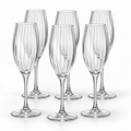 Set of six Luminarc Serena Line V8479 200 ml clear ribbed champagne glasses