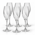 Set of six Luminarc Serena Line V8479 200 ml clear ribbed champagne glasses