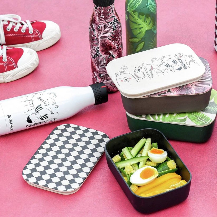 Rectangular Bamboo Lunch Box - Green Leaf | Full House Lebanon