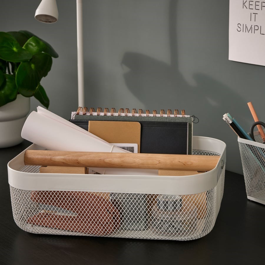 Metal Wire Mesh Basket with Wooden Handle - Black | Full House Lebanon